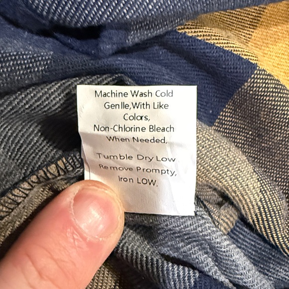 Men's Blue and Yellow Plaid Flannel Shirt 2X - Picture 7 of 7